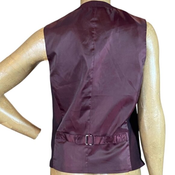 INC International Concepts Button-Down Waistcoat/Vest Sz S Burgundy 311L - Picture 4 of 9